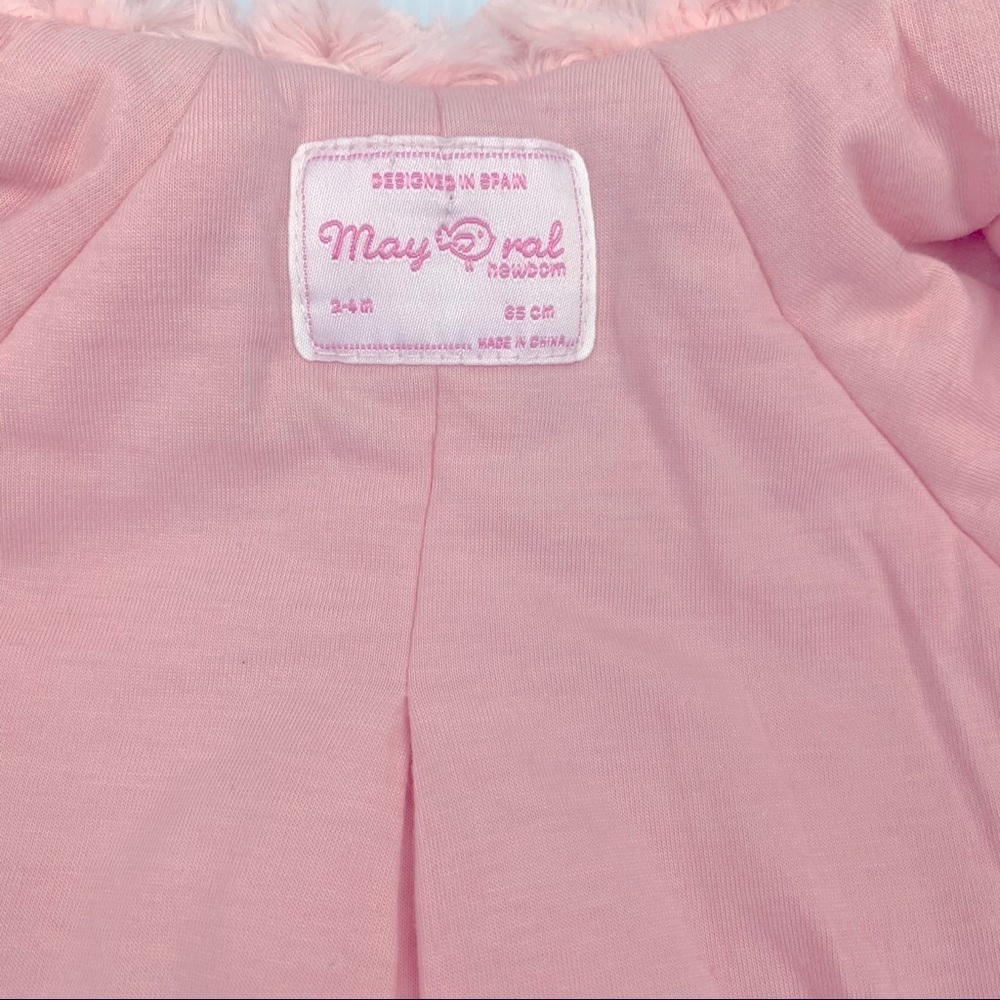 Oralmay Rosette Faux Fur Pink Coat 2-4 months - Picture 4 of 8
